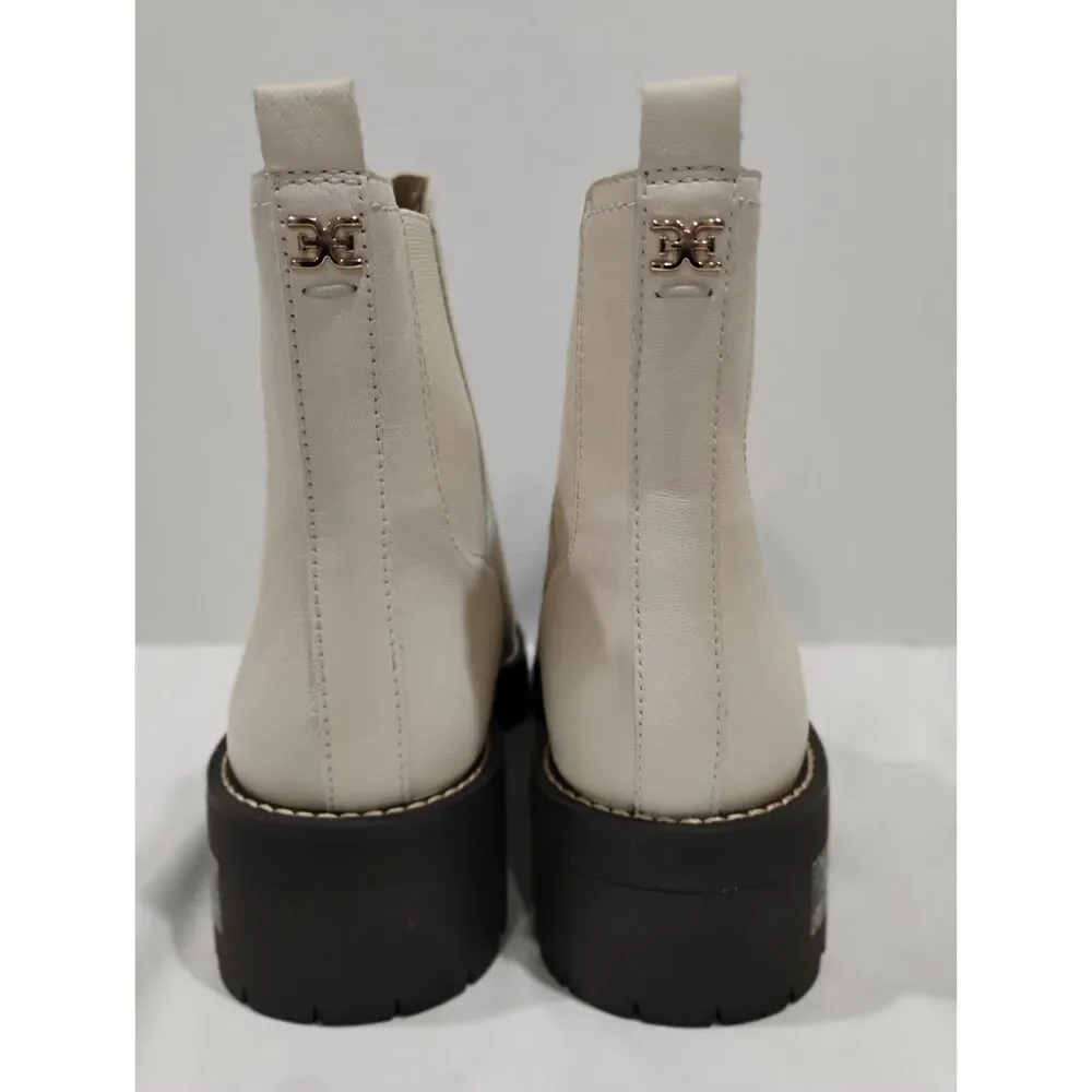 Sam Edelman Waterproof Lug Sole Chelsea Boots Justina 10 M Ivory White